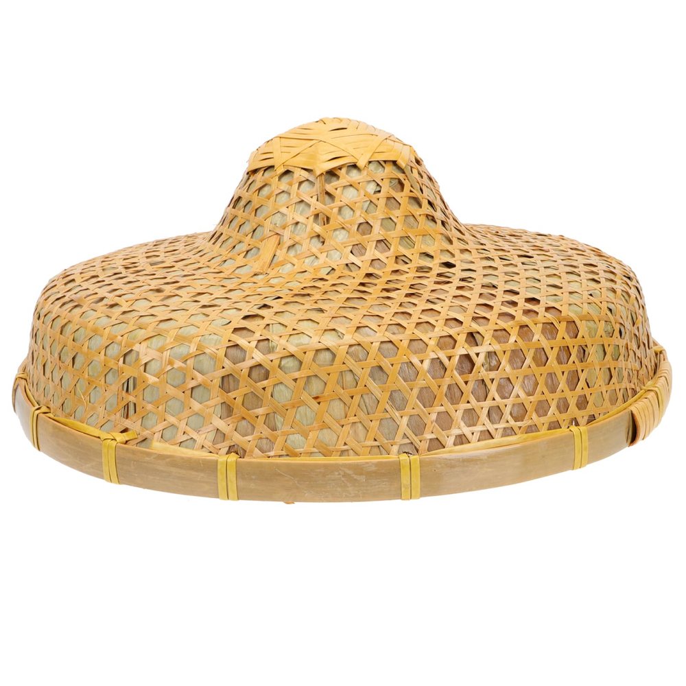 GANAZONO Woven Hat Asian Straw Hat Fancy Dress Vietnamese Japanese Straw Cone for Garden Farmer Fishing 36.5x14cm Yellow