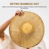 GANAZONO Woven Hat Asian Straw Hat Fancy Dress Vietnamese Japanese Straw Cone for Garden Farmer Fishing 36.5x14cm Yellow view 3