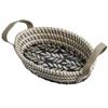 MNSSRN Rattan Coffee Tray with Mother of Pearl Inlaid Wood Base and Handle for Fruit, Coffee Table Tray, Kitchen, Dresser Storage Organizer,G view 1