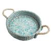 MNSSRN 8/10" Rattan Round Dining Basket, Shell Seaweed Tray, Decorative Centerpiece for Coffee Table with Handles for Food Decorative Trays,B/L view 1