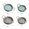 MNSSRN 8/10" Rattan Round Dining Basket, Shell Seaweed Tray, Decorative Centerpiece for Coffee Table with Handles for Food Decorative Trays,B/L view 2