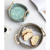 MNSSRN 8/10" Rattan Round Dining Basket, Shell Seaweed Tray, Decorative Centerpiece for Coffee Table with Handles for Food Decorative Trays,B/L view 4