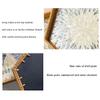 MNSSRN Pure Handmade Rattan Diamond Tray with Mother-of-Pearl Inlaid Wood Base Insert Handle for Fruit, Kitchen Organizer,A view 3