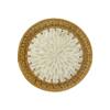 MNSSRN Rattan Inlaid Mother of Pearl Plate with Shell Bottom Rustic Decorative Wicker Tray for Bread Fruit Vegetables Home Kitchen Decor,B view 1