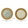 MNSSRN Rattan Inlaid Mother of Pearl Plate with Shell Bottom Rustic Decorative Wicker Tray for Bread Fruit Vegetables Home Kitchen Decor,B view 2