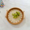 MNSSRN Shell Rattan Tray, Handwoven Boho Decorative Tray with Wooden Handle, Coffee Table Party Bathroom Decorative Wicker Tray,All view 4