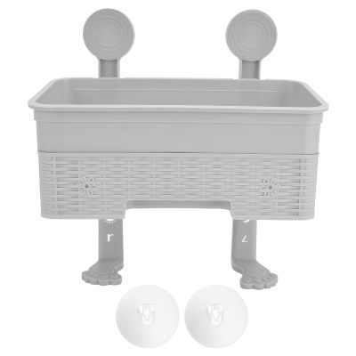2 Tier Shower ca d dy , Double Layer for Shower Shelf Suction Shower Basket 1 Second Installation , Shower ca d dy Double Layer Suction Cup Shower Shelf , No Drilling Removable Shower Basket(GREY)