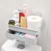 2 Tier Shower ca d dy , Double Layer for Shower Shelf Suction Shower Basket 1 Second Installation , Shower ca d dy Double Layer Suction Cup Shower Shelf , No Drilling Removable Shower Basket(GREY) view 4