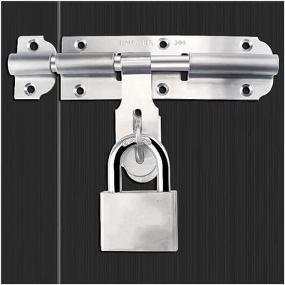 Sliding Lockfor Portable Door Lock, Door Slide Latch, Heavy Duty Hasp Latch with Padlock Hole and Padlock, Slide Bolt for Doors and Windows, Brushed Finish, 2mm Thick(Size:4 Inches)
