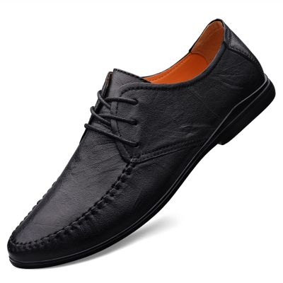 HOOENG Oxford Shoes for Men Lace Up Derby Shoes Round Apron Toe Faux Leather Block Heel Anti-Slip Non Slip Business (Color : Black, Size : 7)
