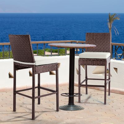 Barstool Twin Set,Patio Wicker barstools Set, Outdoor bar stools Set of 2, 30'' Counter for Indoor Garden backyards Swimming Pool Loads Up to 330 lbs, Beige