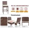 Barstool Twin Set,Patio Wicker barstools Set, Outdoor bar stools Set of 2, 30'' Counter for Indoor Garden backyards Swimming Pool Loads Up to 330 lbs, Beige view 3