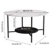 Round Coffee Table Marble Modern Accent 31.5x31.5x18.7in White Contemporary Glossy Storage view 2