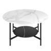 Round Coffee Table Marble Modern Accent 31.5x31.5x18.7in White Contemporary Glossy Storage view 3