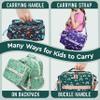 Bentgo Kids Lunch Bag - Durable, Double-Insulated Lunch Bag for Kids 3+; Holds Lunch Box, Water Bottle, & Snacks; Easy-Clean Water-Resistant Fabric & Multiple Zippered Pockets (Green Rainbow) view 4