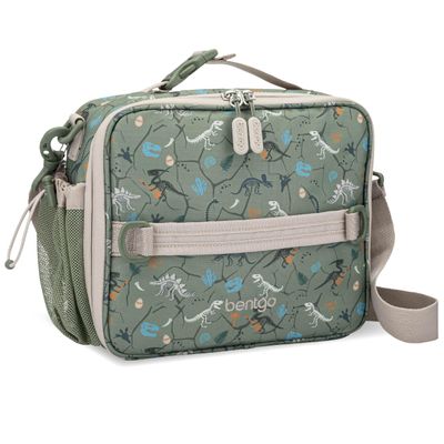 Bentgo Kids Lunch Bag - Durable, Double-Insulated Lunch Bag for Kids 3+; Holds Lunch Box, Water Bottle, & Snacks; Easy-Clean Water-Resistant Fabric & Multiple Zippered Pockets (Dino Fossils)