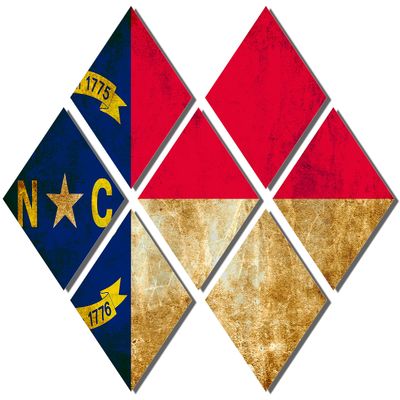 102 x 68 TOTAL - North Carolina State Flag rustic grunge Metal Print wall art 7 Panel Butterfly split, HD aluminum