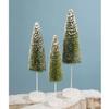 Bethany Traditional Christmas Snow Covered Green Bottle Brush Tree, Set of 3 view 1
