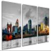 72 x 36 TOTAL - Cincinnati Metal Print Wall Art, Cincinnati Ohio Skyline Color black & white - 3 panel HD aluminum view 1