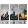 72 x 36 TOTAL - Cincinnati Metal Print Wall Art, Cincinnati Ohio Skyline Color black & white - 3 panel HD aluminum view 2