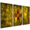 60 x 30 TOTAL - New Mexico State Flag Stone back effect Metal Print wall art 3 Panel split, Triptych HD aluminum art view 1