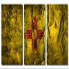 60 x 30 TOTAL - New Mexico State Flag Stone back effect Metal Print wall art 3 Panel split, Triptych HD aluminum art view 2