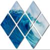 64 x 43 TOTAL - Blue Ocean Wave Metal Print wall art. 7 Panel Butterfly split, HD aluminum panels for wall decor view 1