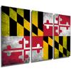 60 x 30 TOTAL - Maryland State Flag Grunge Metal Print wall art 3 Panel split, Triptych HD aluminum multi panel art view 1