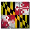 60 x 30 TOTAL - Maryland State Flag Grunge Metal Print wall art 3 Panel split, Triptych HD aluminum multi panel art view 2