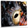 18 x 12 - Carnival Mask with Feathers Metal Print wall art. HD aluminum panels view 1