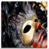 18 x 12 - Carnival Mask with Feathers Metal Print wall art. HD aluminum panels view 2