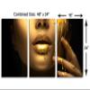 48 x 24 TOTAL - Gold Woman Face Wall Art Fashion Metal Print 3 Panel Split, golden paint dripping from lips view 3