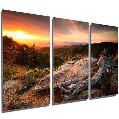 48 x 24 TOTAL - Shenandoah National Park Metal Print wall art. 3 Panel split, Triptych HD aluminum panels