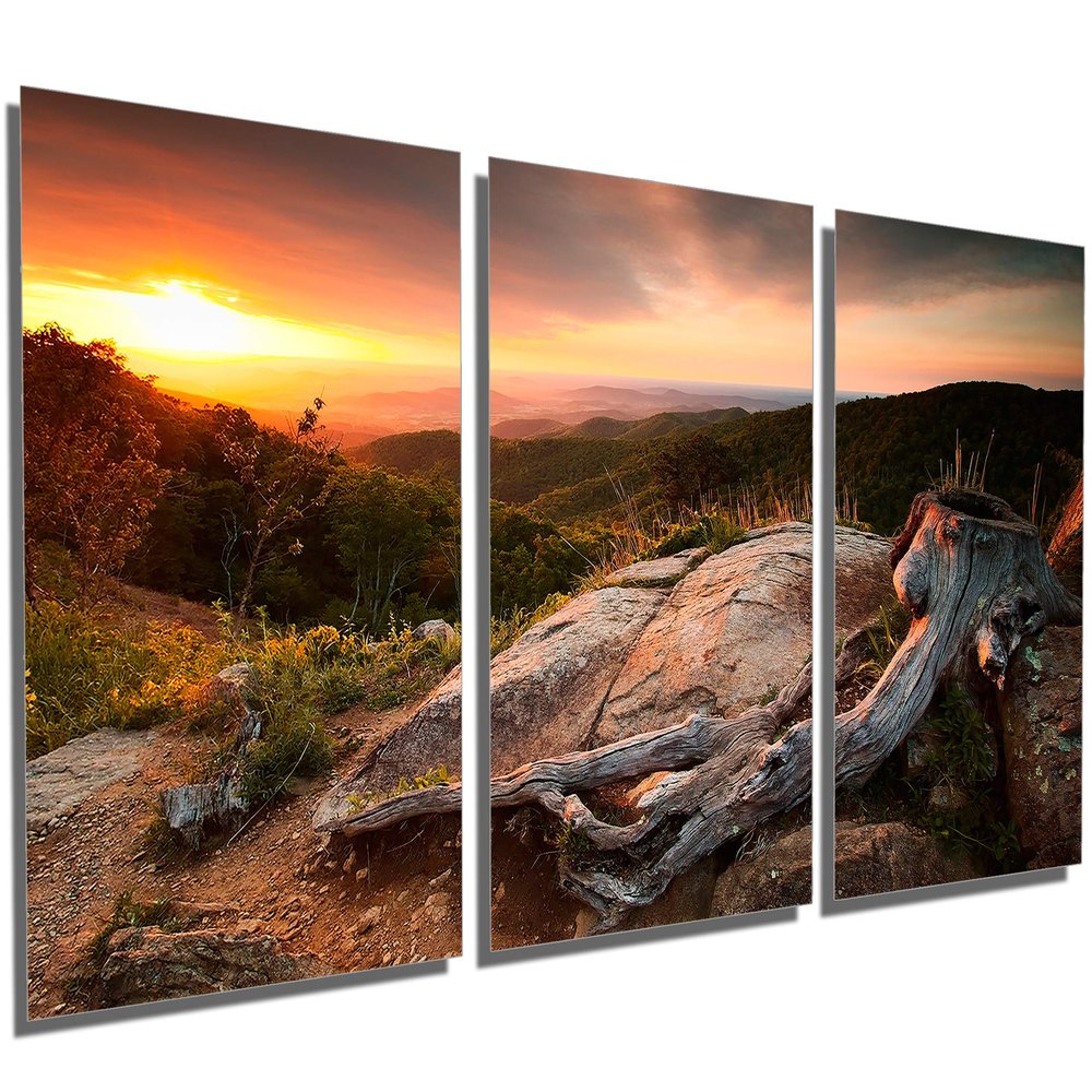 48 x 24 TOTAL - Shenandoah National Park Metal Print wall art. 3 Panel split, Triptych HD aluminum panels