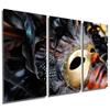 48 x 24 TOTAL - Carnival Mask with Feathers - Metal Print wall art. 3 Panel split, Triptych. HD aluminum panels view 1