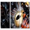 48 x 24 TOTAL - Carnival Mask with Feathers - Metal Print wall art. 3 Panel split, Triptych. HD aluminum panels view 2