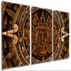 60 x 30 TOTAL - Aztec Calendar Metal Print Wall Art copper gold colors 3 Panel Split Aztec Wall Art Decor view 1