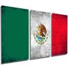 36 x 18 TOTAL - Mexico Flag Silver Grunge - Metal Print wall art. 3 Panel split, Triptych. HD aluminum multi panel view 1