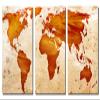 60 x 30 TOTAL - Abstract World Map Metal Print wall art. 3 Panel split, Triptych. HD aluminum panels for wall decor view 2