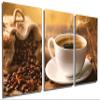 60 x 30 TOTAL - Coffee & Cup Metal Print Wall Art 3 Panel Split Coffee Shop Decor, cafe Wall Art Print view 1