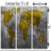 72 x 36 TOTAL - Metallic Gold World Map Metal Print wall art. 3 Panel split, Triptych. HD aluminum multi panel print view 3