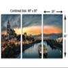 60 x 30 TOTAL - Nashville, TN Metal Print Wall Art Skyline at dusk 3 Panel Split. Nashville Tennessee wall art view 3