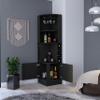 Corner Bar Cabinet Eight Wine Cubbies Glass Rack Double Door Black Modern Contemporary MDF Includes Hardware view 3