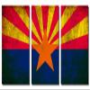 60 x 30 TOTAL - Arizona Flag Rustic Grunge Metal Print wall art 3 Panel split, Triptych HD aluminum multi panel view 2