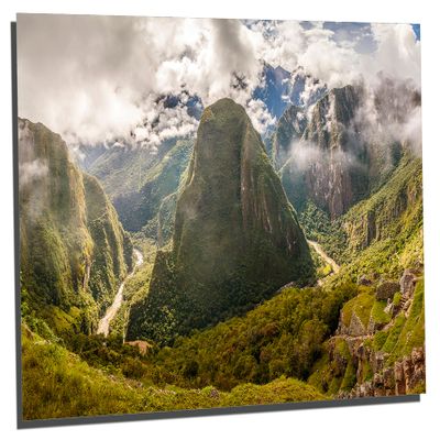 Canvas Quest 18 x 12 - Machu Picchu, Peru. Huayna Picchu Metal Print wall art. HD aluminum panels