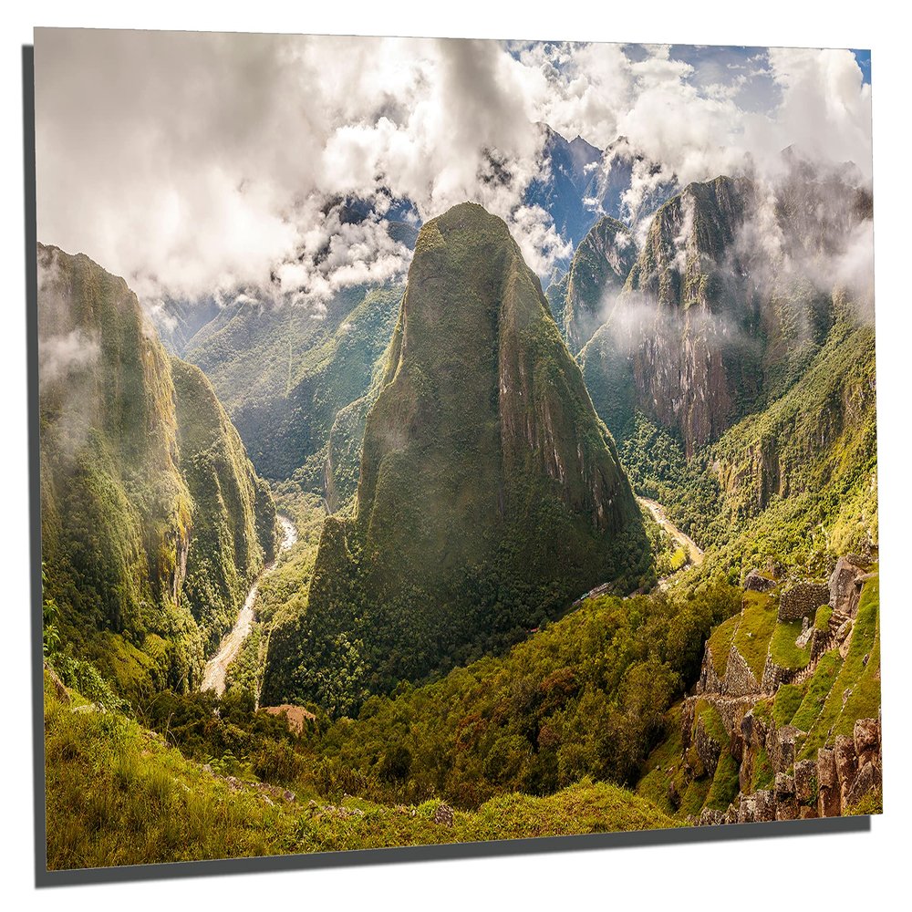 Canvas Quest 18 x 12 - Machu Picchu, Peru. Huayna Picchu Metal Print wall art. HD aluminum panels