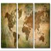 60 x 30 TOTAL - Landmark World Map - Metal Print, wall art - 3 Panel split, Triptych HD aluminum multi panel print view 2