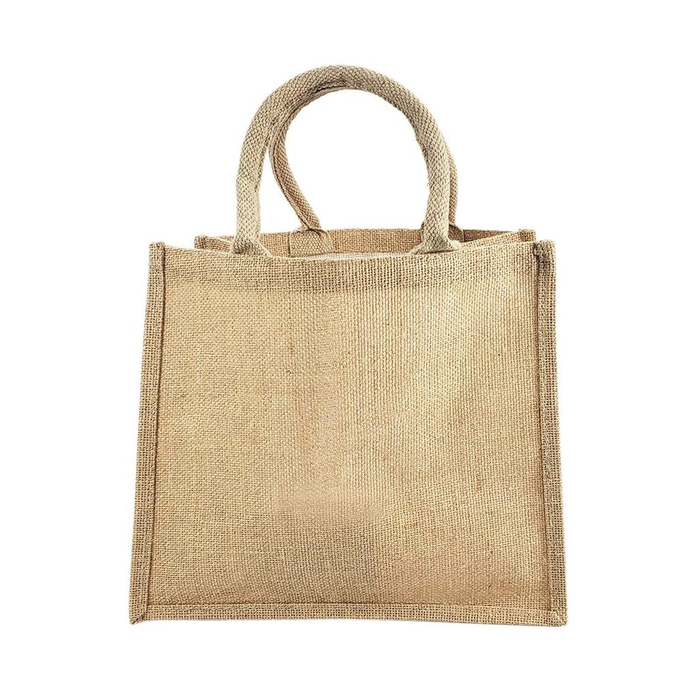 6 Pack Stylish Reusable Jute Burlap Tote Bags Large Medium Small Bag for Gifts Decorating Events Beach Shopping Wedding More (TJ888 (12" x 12" x 7.75"))