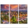 36 x 18 TOTAL - Santa Fe, NM Metal print Wall Art with orange skies 3 Panel Split Santa Fe, New Mexico view 2