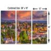 36 x 18 TOTAL - Santa Fe, NM Metal print Wall Art with orange skies 3 Panel Split Santa Fe, New Mexico view 3